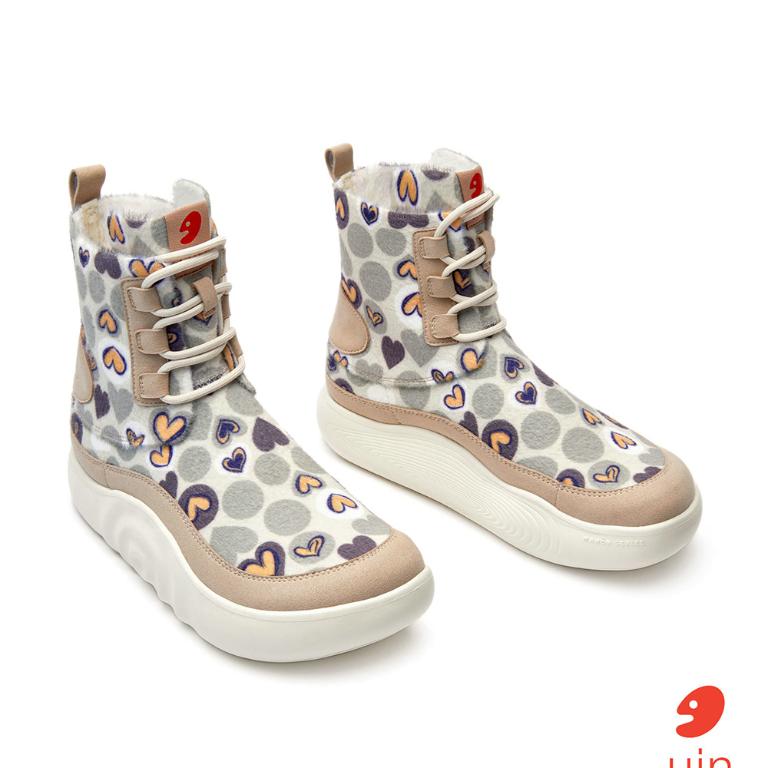 uin│西班牙原創設計 女鞋 短靴 心間有你彩繪休閒鞋W1640992