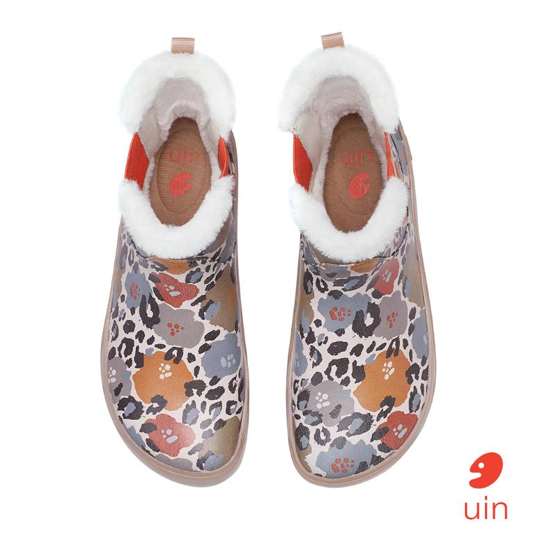 uin│西班牙原創設計 女鞋 短靴 花間豹紋彩繪休閒鞋W1790978