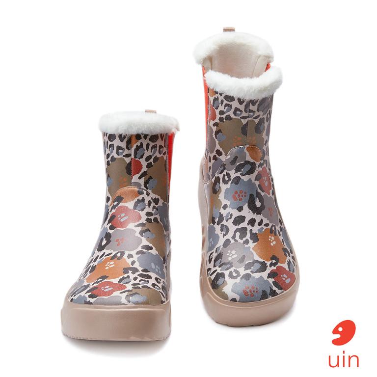 uin│西班牙原創設計 女鞋 短靴 花間豹紋彩繪休閒鞋W1790978