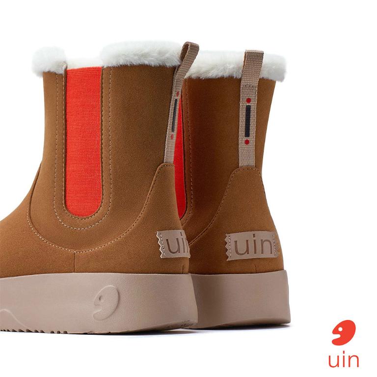 uin│西班牙原創設計 女鞋 短靴 果糖棕素色休閒鞋W1790976