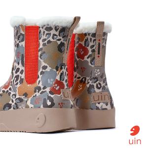uin│西班牙原創設計 女鞋 短靴 花間豹紋彩繪休閒鞋W1790978