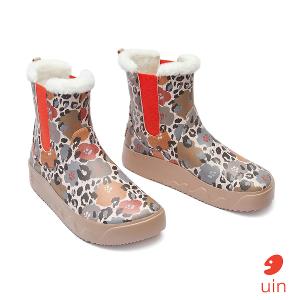 uin│西班牙原創設計 女鞋 短靴 花間豹紋彩繪休閒鞋W1790978