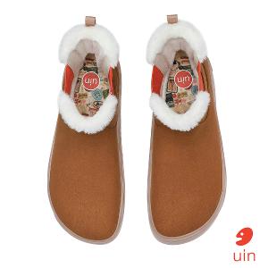 uin│西班牙原創設計 女鞋 短靴 果糖棕素色休閒鞋W1790976