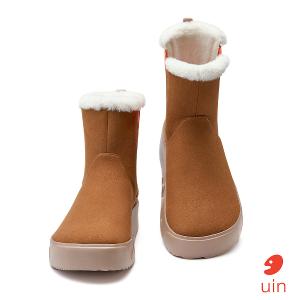 uin│西班牙原創設計 女鞋 短靴 果糖棕素色休閒鞋W1790976