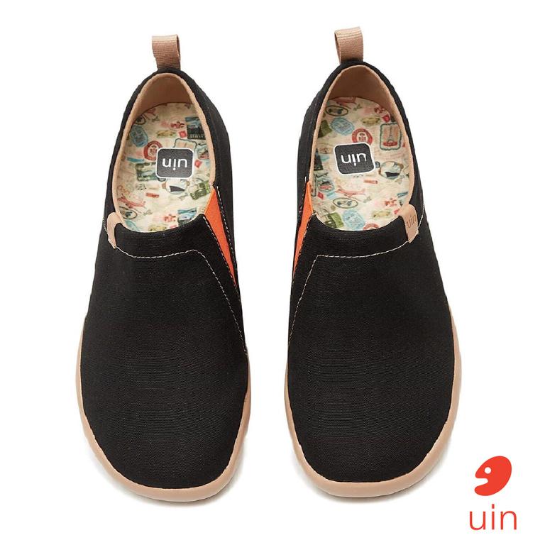 uin│西班牙原創設計 女鞋 帆布鞋 懶人鞋 經典黑素色休閒鞋W0101045