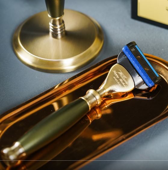 FREED 古銅系列豪華四件組五刀式刮鬍刀禮盒-大地綠