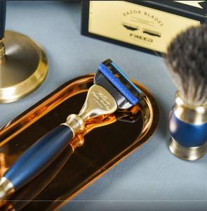 FREED 古銅系列豪華四件組五刀式刮鬍刀禮盒-帝王藍