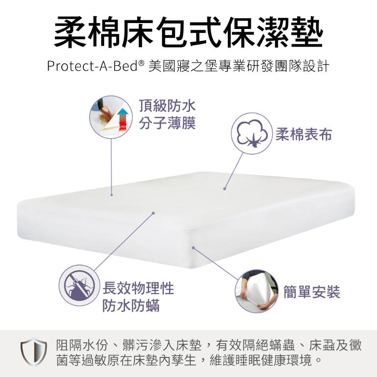 【美國寢之堡】 Cotton柔棉床包式防水保潔墊 - 加大