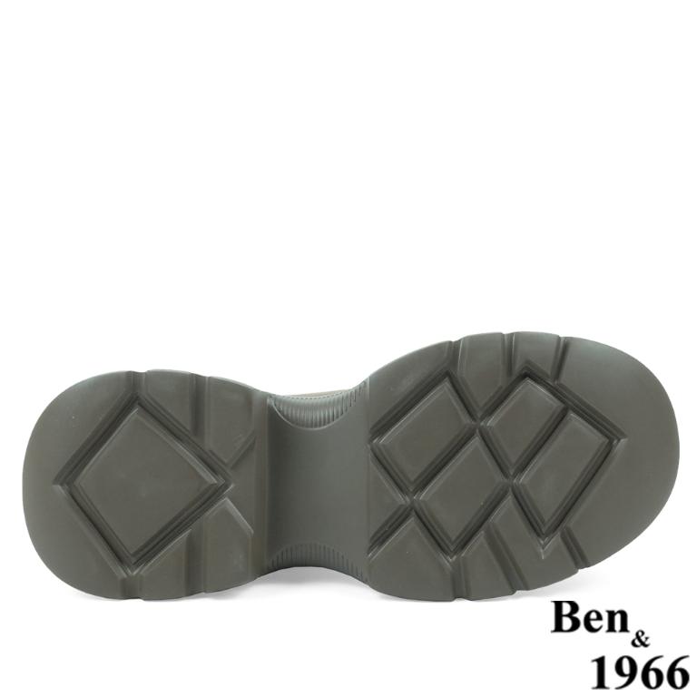 Ben&1966高級彈力布拼接牛皮運動風休閒短靴-卡其(237082)
