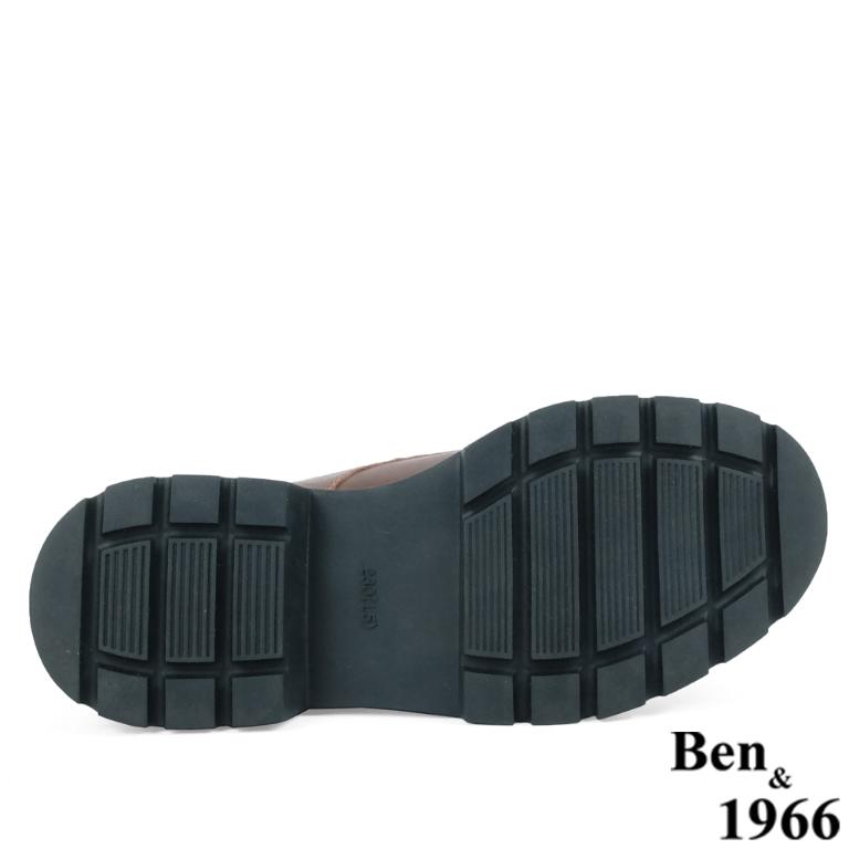 Ben&1966高級頭層牛皮中性綁帶踝靴-咖啡(237022)