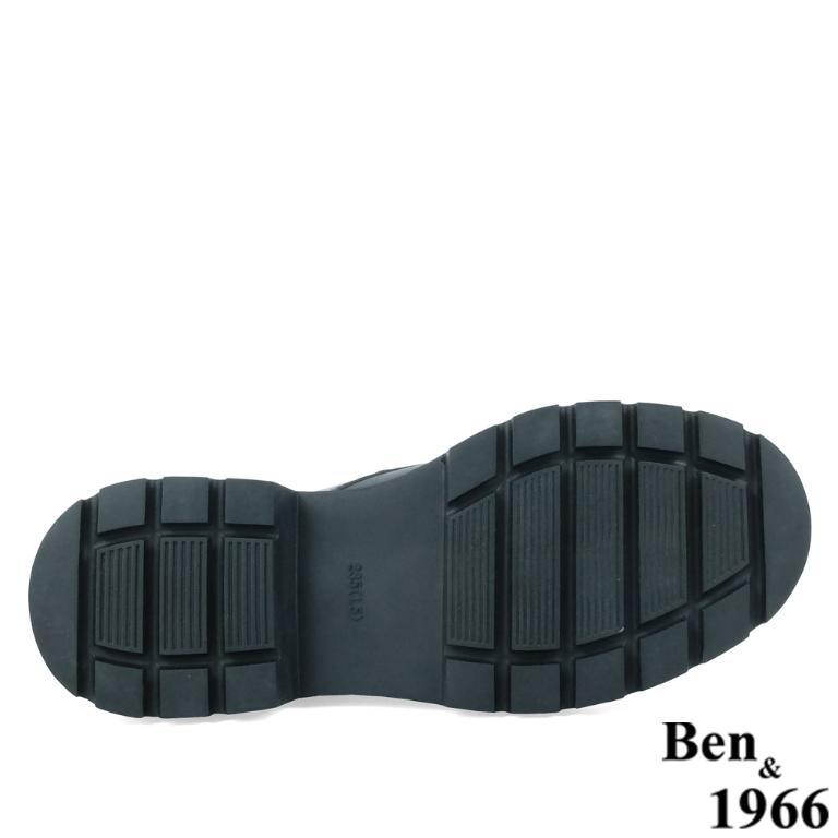 Ben&1966高級頭層牛皮中性綁帶踝靴-黑(237021)
