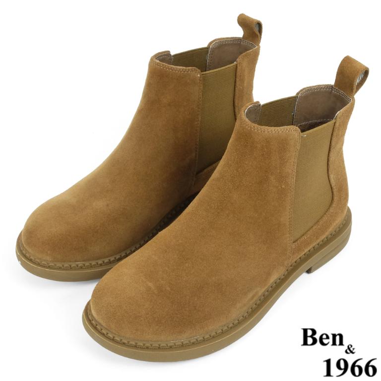 Ben&1966高級牛皮可愛圓頭踝靴-土黃(237032)
