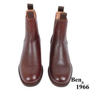 Ben&1966高級頭層牛皮復古素面踝靴-紅棕(237012)