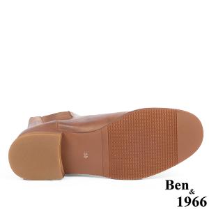 Ben&1966高級頭層牛皮復古素面踝靴-卡其(237013)