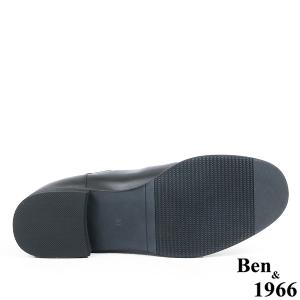 Ben&1966高級頭層牛皮復古素面踝靴-黑(237011)