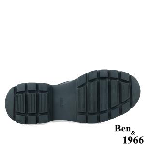 Ben&1966高級頭層牛皮中性綁帶踝靴-黑(237021)