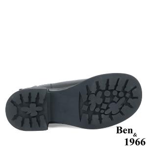 Ben&1966高級頭層牛皮經典素面百搭短靴-黑(237101)