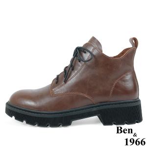 Ben&1966高級頭層牛皮中性綁帶踝靴-咖啡(237022)