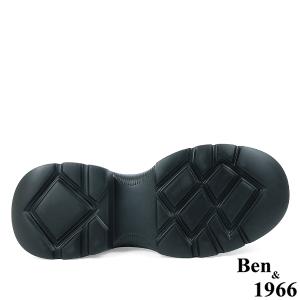 Ben&1966高級彈力布拼接牛皮運動風休閒短靴-黑(237081)