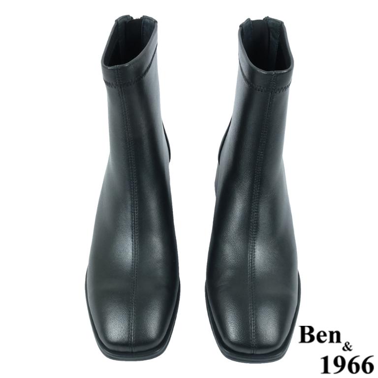 Ben&1966高級彈力羊皮氣質方頭踝靴-黑(237111)