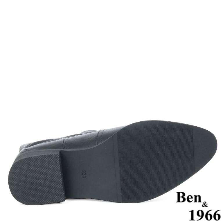 Ben&1966高級超纖皮革v口西部短靴-黑(237161)