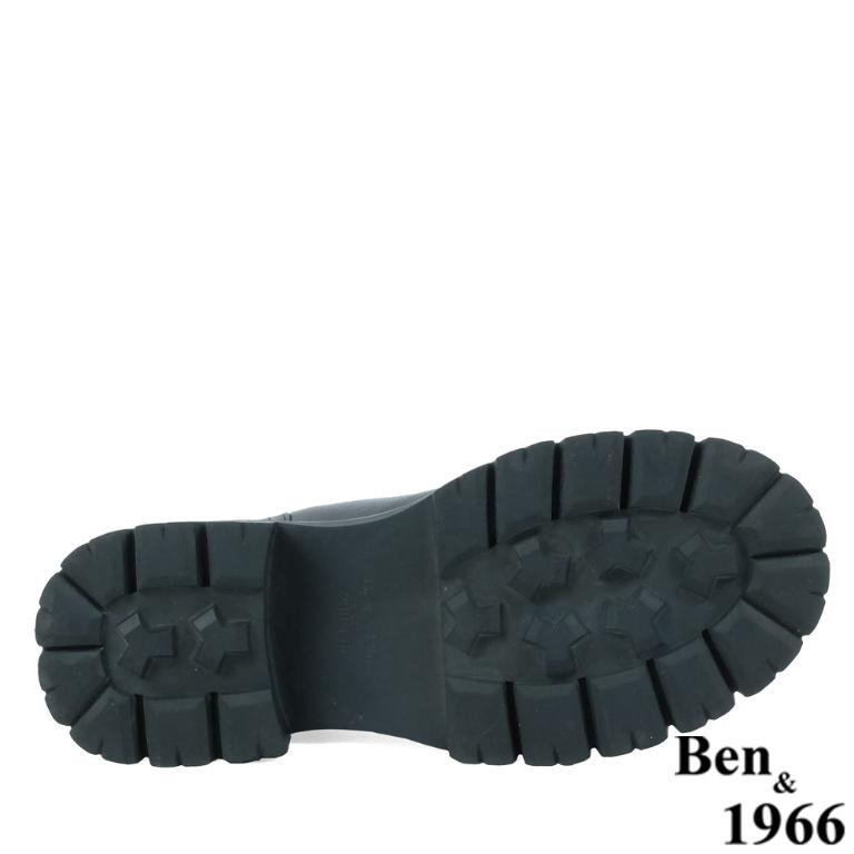 Ben&1966高級頭層牛皮個性寬筒中性短靴-黑(237191)