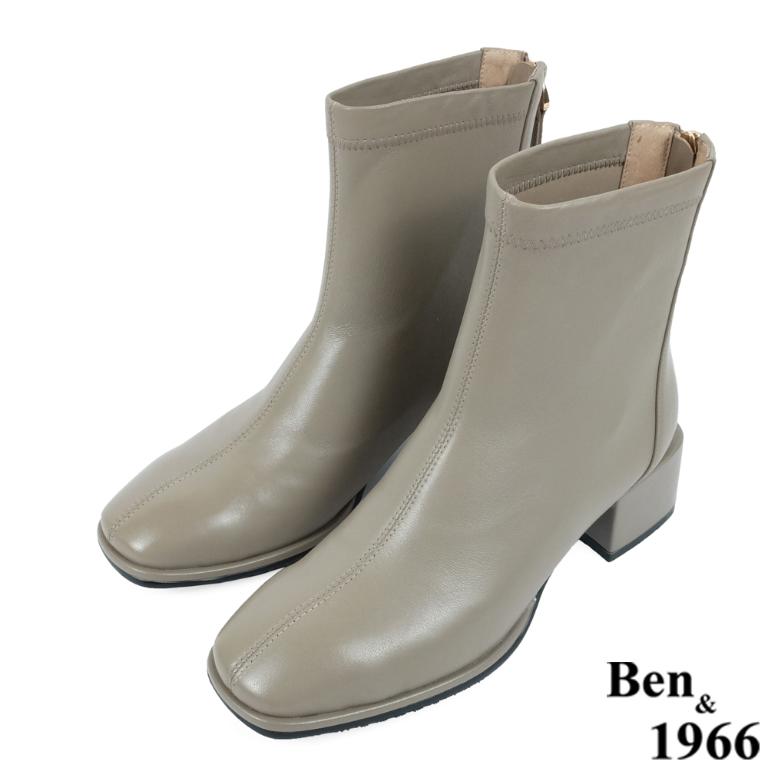 Ben&1966高級彈力羊皮氣質方頭踝靴-淺灰(237112)