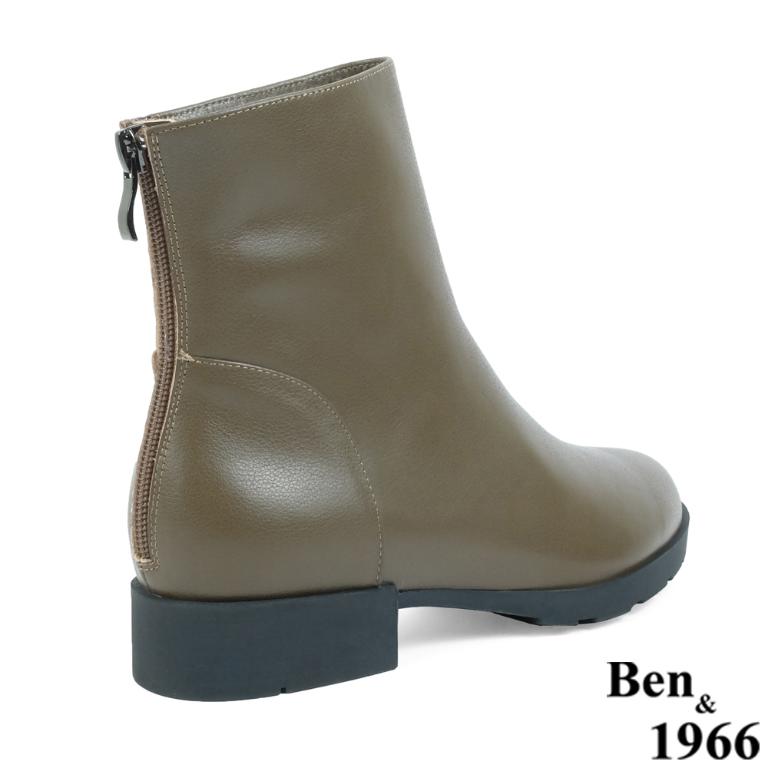 Ben&1966高級頭層牛皮素面百搭倒靴-橄欖綠(237182)