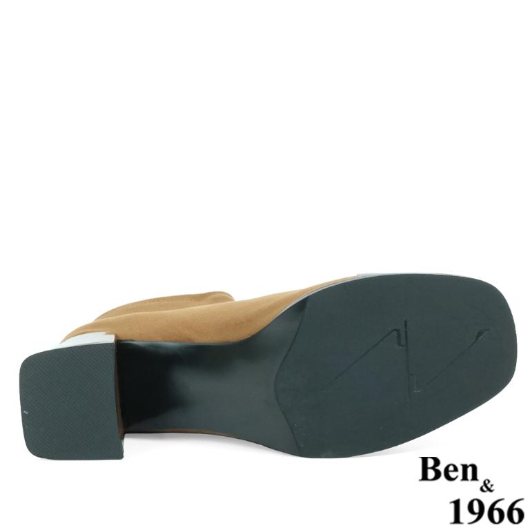 Ben&1966高級彈力布拼接牛漆皮時尚短靴-淺咖(237142)