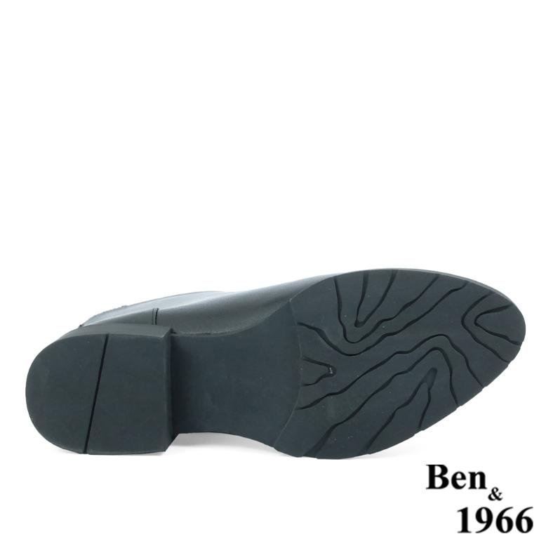 Ben&1966高級頭層牛皮素面百搭倒靴-黑(237181)