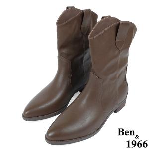Ben&1966高級超纖皮革v口西部短靴-咖啡(237162)