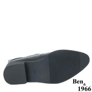 Ben&1966高級超纖皮革v口西部短靴-黑(237161)