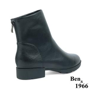 Ben&1966高級頭層牛皮素面百搭倒靴-黑(237181)