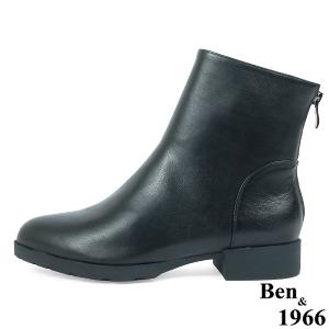 Ben&1966高級頭層牛皮素面百搭倒靴-黑(237181)