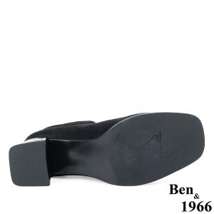 Ben&1966高級彈力布拼接牛漆皮時尚短靴-黑(237141)