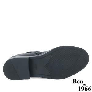 Ben&1966高級頭層牛皮交叉側帶素面踝靴-黑(237131)