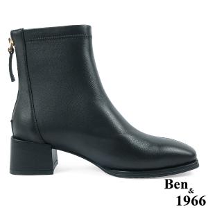 Ben&1966高級彈力羊皮氣質方頭踝靴-黑(237111)