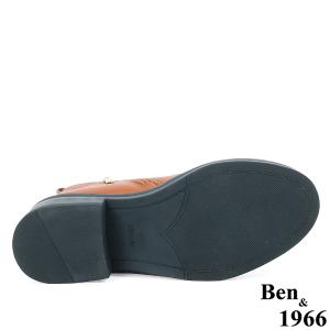 Ben&1966高級頭層牛皮交叉側帶素面踝靴-焦糖橘(237132)