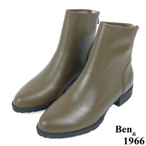 Ben&1966高級頭層牛皮素面百搭倒靴-橄欖綠(237182)