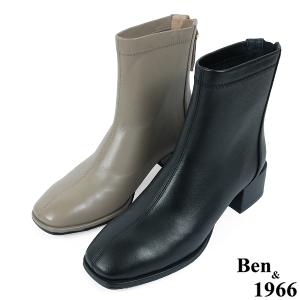 Ben&1966高級彈力羊皮氣質方頭踝靴-黑(237111)