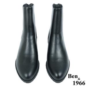 Ben&1966高級頭層牛皮素面百搭倒靴-黑(237181)