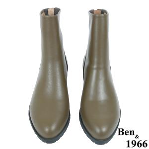 Ben&1966高級頭層牛皮素面百搭倒靴-橄欖綠(237182)