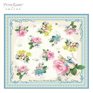 PETER RABBIT 比得兔 比得兔方絲巾-玫瑰花藍 (棉)