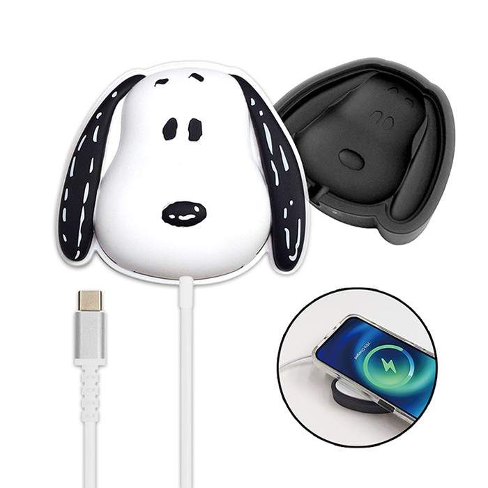 SNOOPY史努比 造型磁吸無線充電盤 15W(附底座)