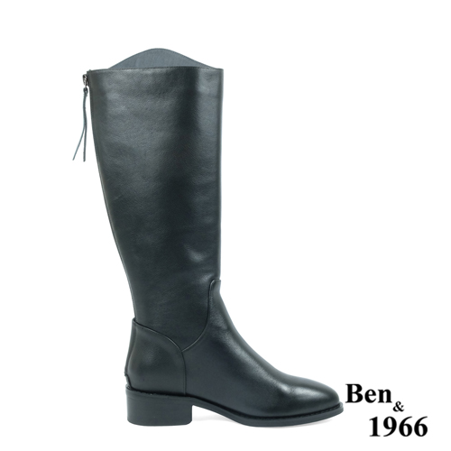 Ben&1966高級頭層牛皮百搭個性長靴-黑(237501)