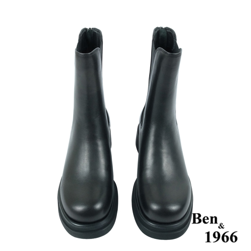Ben&1966高級頭層牛皮素面質感短靴-黑(237221)