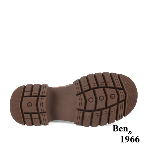 Ben&1966高級頭層牛皮綁帶厚底個性短靴-咖啡(237271)