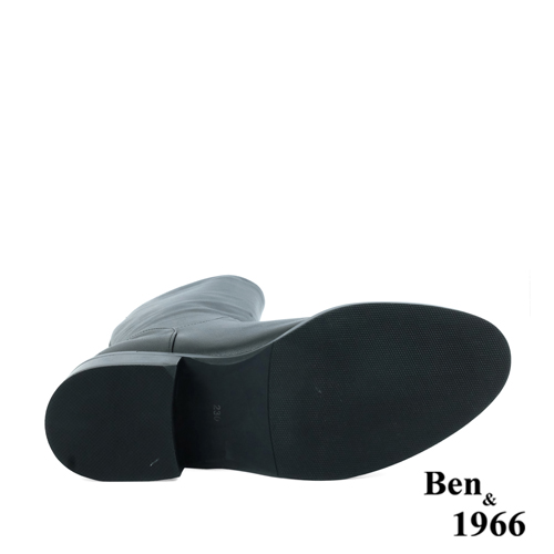 Ben&1966高級頭層牛皮百搭個性長靴-黑(237501)