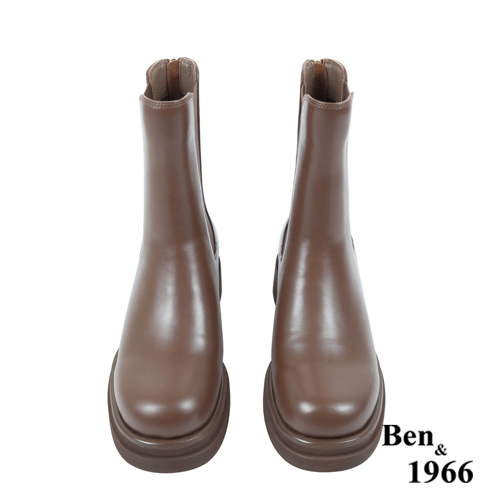 Ben&1966高級頭層牛皮素面質感短靴-咖啡(237222)
