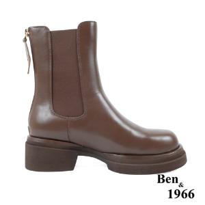 Ben&1966高級頭層牛皮素面質感短靴-咖啡(237222)